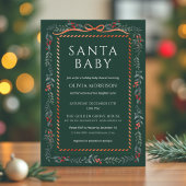 Green Santa Baby Bow Christmas Baby Shower Kaart