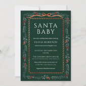Green Santa Baby Bow Christmas Baby Shower Kaart (Voorkant)