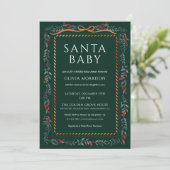 Green Santa Baby Bow Christmas Baby Shower Kaart (Staand voorkant)