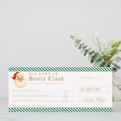Green Santa Cheque Gift Voucher Card Kaart (Staand voorkant)
