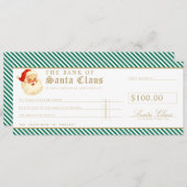 Green Santa Cheque Gift Voucher Card Kaart (Voorkant / Achterkant)