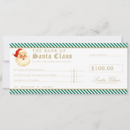 Green Santa Cheque Gift Voucher Card Kaart