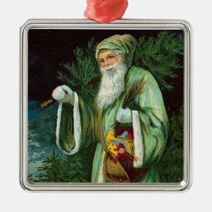Green Santa Ornament
