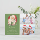 Green Santa Photo kerstgroet Feestdagenkaart (Staand voorkant)
