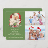 Green Santa Photo kerstgroet Feestdagenkaart (Voorkant / Achterkant)