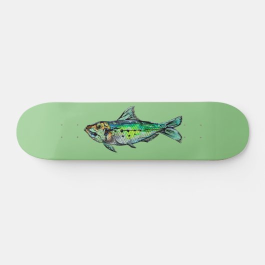 Green Sardine-Waterverf Persoonlijk Skateboard (Horizontaal)