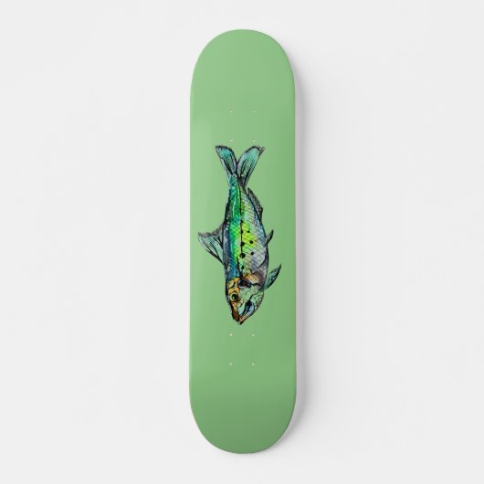 Green Sardine-Waterverf Persoonlijk Skateboard (Voorkant)