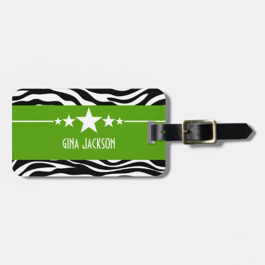 Green Sassy Star-Zebra Bagagelabel (Voorkant horizontaal)