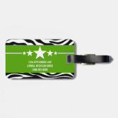Green Sassy Star-Zebra Bagagelabel (Achterkant horizontaal)