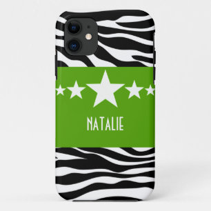 Green Sassy Star Zebra BT iPhone 5 Hoesje