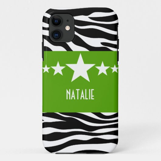 Green Sassy Star Zebra BT iPhone 5 Hoesje (Achterkant)