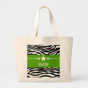 Green Sassy Star-Zebra Canvas tas