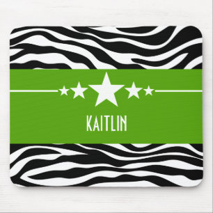 Green Sassy Star Zebra Mousepad Muismat