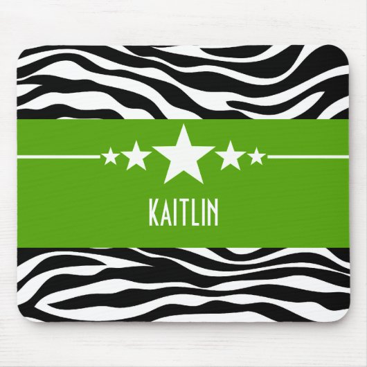 Green Sassy Star Zebra Mousepad Muismat (Voorkant)