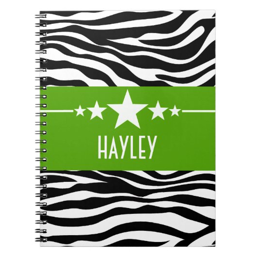 Green Sassy Star-Zebra Notitieboek (Voorkant)