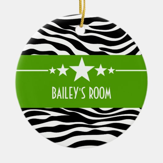 Green Sassy Star-Zebra Ornament (Voorkant)