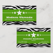 Green Sassy Star Zebra Print Visitekaartje (Voorkant / Achterkant)