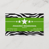 Green Sassy Star Zebra Print Visitekaartje (Achterkant)