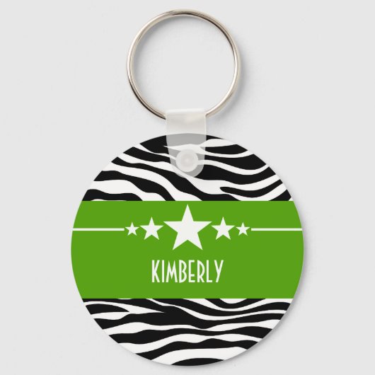 Green Sassy Star-Zebra Sleutelhanger (Voorkant)