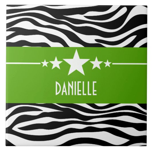 Green Sassy Star-Zebra Tegel Tegeltje (Voorkant)