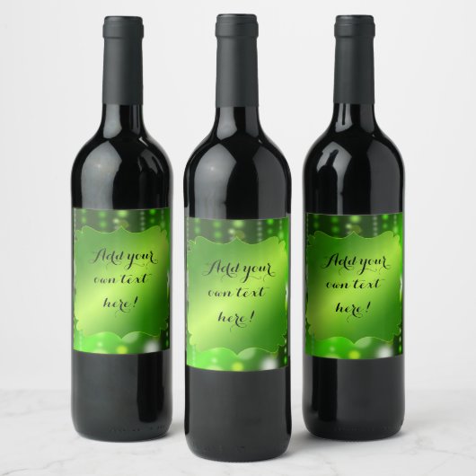 Green Satin en Sparkles Party | Aangepast Wijn Etiket (Flessen)