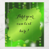 Green Satin en Sparkles Party | Aangepast Wijn Etiket (Enkel label)