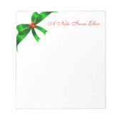 Green Satin Holly Bow Notitieblok (Voorkant)