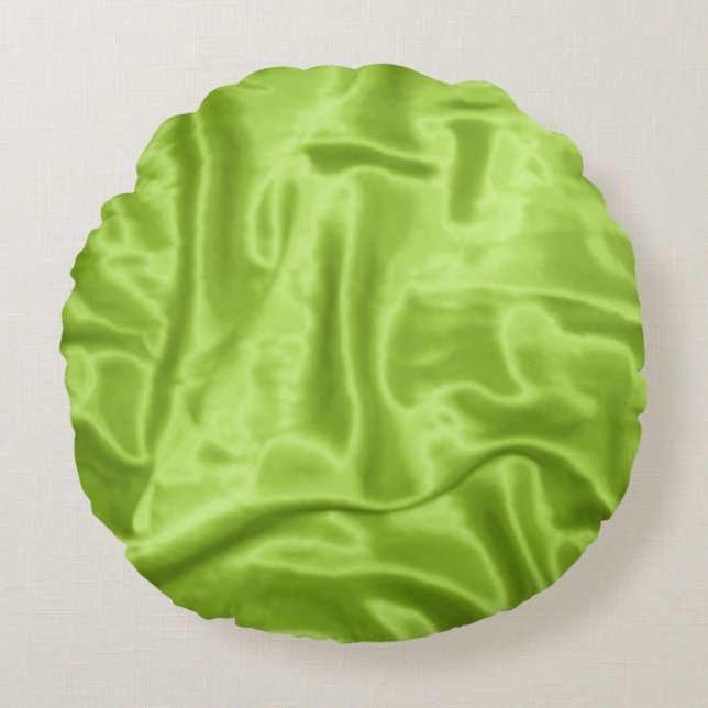 Green Satin Round Sierkussen Rond Kussen (Voorkant)