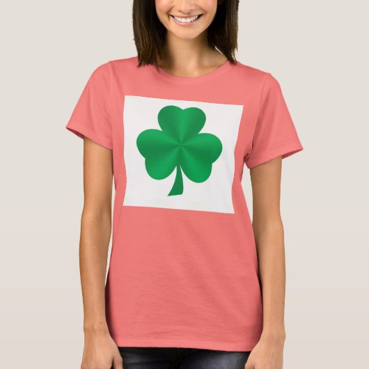 Green Satin Shamrock Damt T-shirt (Voorkant)