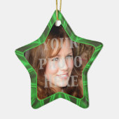 Green Satin Star Holiday Foto Ornament (Links)