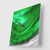 Green Satin Wall Clock Vierkante Klok (Hoek)