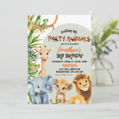 Green Savannah Calling All Party Animals Birthday Kaart (Staand voorkant)