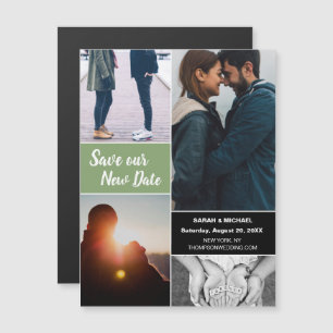 Green Save our New Date Wedding Photo Magnetische Uitnodiging