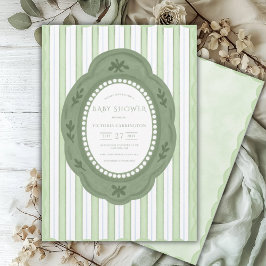 Green Scallop  Baby shower Uitnodiging