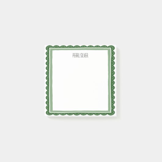 Green Scallop CUSTOM Chic Monogram Personalized Post-it® Notes (Voorkant)