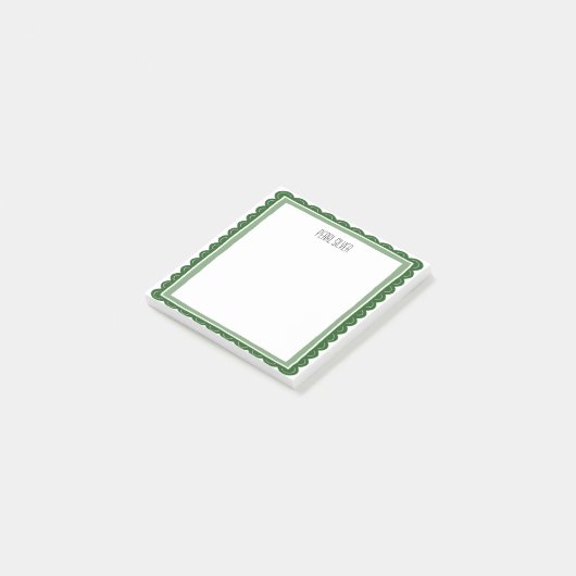 Green Scallop CUSTOM Chic Monogram Personalized Post-it® Notes (Schuin)