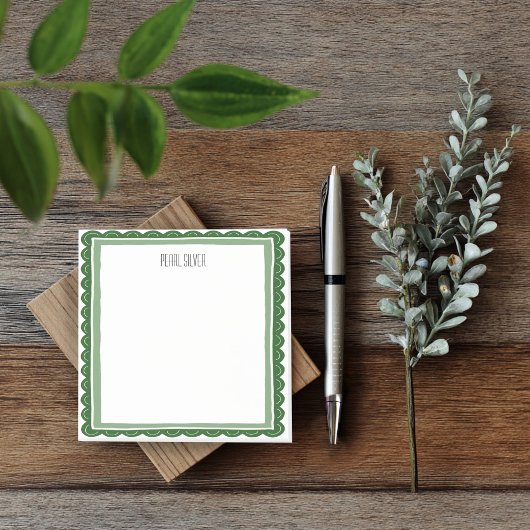 Green Scallop CUSTOM Chic Monogram Personalized Post-it® Notes