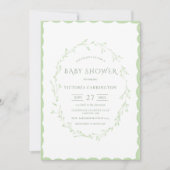 Green Scallop Lijst  Baby shower Kaart (Voorkant)