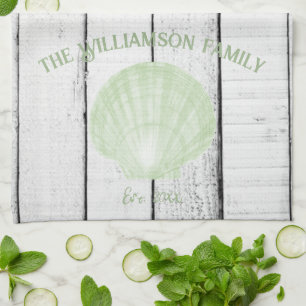 Green  Scallop Shell Kitchen Towel Theedoek