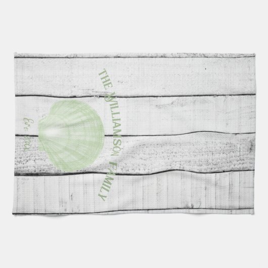 Green  Scallop Shell Kitchen Towel Theedoek (Horizontaal)