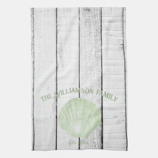 Green  Scallop Shell Kitchen Towel Theedoek (Verticaal)