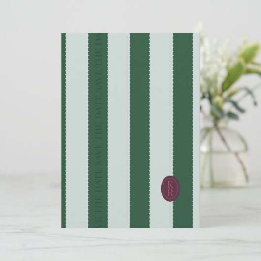 Green Scalloped Edge De datum opslaan Kaart (Staand voorkant)