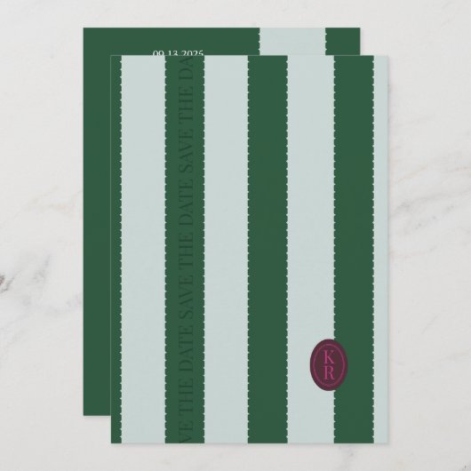 Green Scalloped Edge De datum opslaan Kaart (Voorkant / Achterkant)