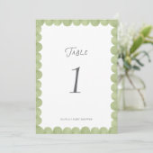 Green Scalloped Frame Whimsical Table Number (Staand voorkant)