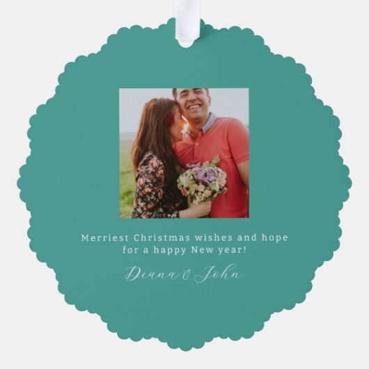 Green Scandi Reindeer Pair Kerstmis Ornament Kaart (Achterkant)