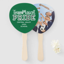 Green School Pride Mascot Name Hand Fan