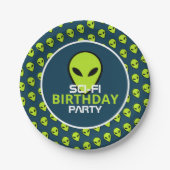 Green Sci-fi Alien, Birthday Papieren Bordje (Voorkant)