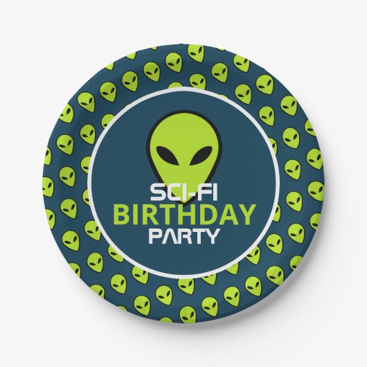 Green Sci-fi Alien, Birthday Papieren Bordje (Voorkant)