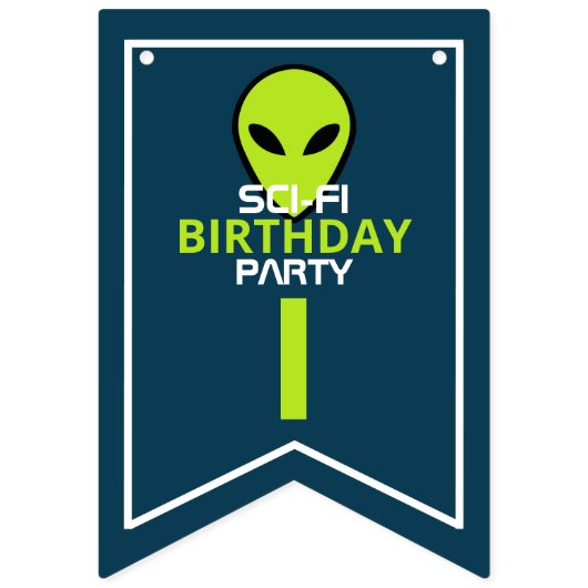 Green Sci-fi Alien, Birthday Vlaggetjes (Derde vlag)