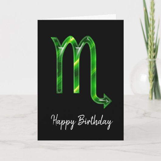 Green Scorpio Sign Birthday Kaart (Voorkant)